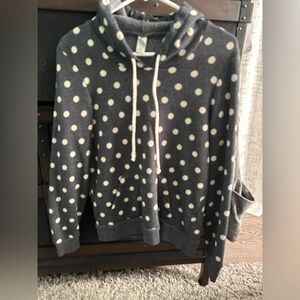 Polka Dot Hoodie - Gray and White
